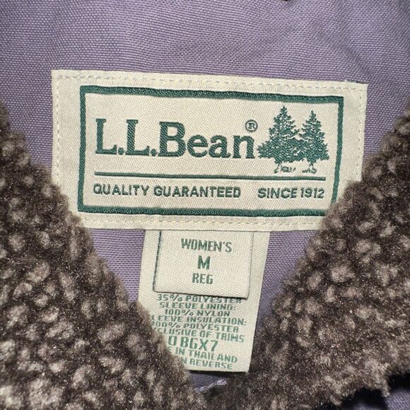 LL Bean Sherpa-Lined Chore Jacket Womens Med Purple Duck Canvas Barn Coat Cotton - Picture 2 of 14